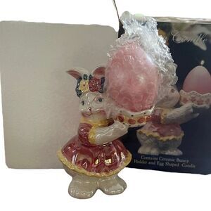 Bunny Rabbit Ceramic Egg Candle Holder